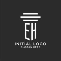 EH initials with simple pillar logo design, creative legal firm logo vector