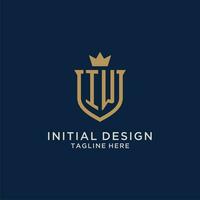 IW initial shield crown logo vector