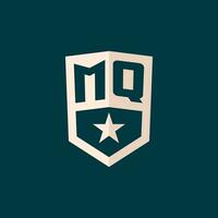 Initial MQ logo star shield symbol with simple design vector