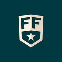 Initial FF logo star shield symbol with simple design vector