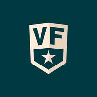 Initial VF logo star shield symbol with simple design vector