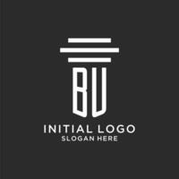 BU initials with simple pillar logo design, creative legal firm logo vector