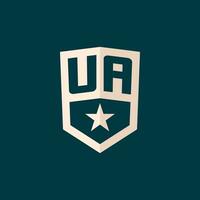 Initial UA logo star shield symbol with simple design vector