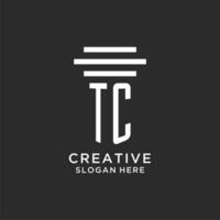 tc iniciales con sencillo pilar logo diseño, creativo legal firma logo vector