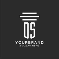 DS initials with simple pillar logo design, creative legal firm logo vector
