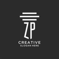 ZP initials with simple pillar logo design, creative legal firm logo vector