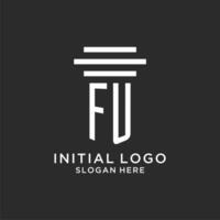 FU initials with simple pillar logo design, creative legal firm logo vector