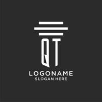 QT initials with simple pillar logo design, creative legal firm logo vector