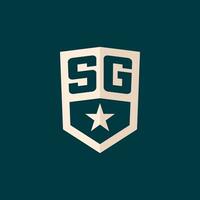 Initial SG logo star shield symbol with simple design vector