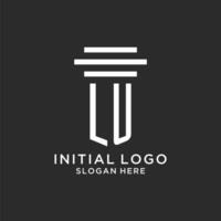 LU initials with simple pillar logo design, creative legal firm logo vector