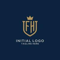 FH initial shield crown logo vector