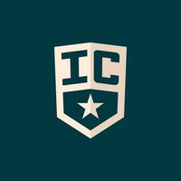 Initial IC logo star shield symbol with simple design vector