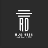 RO initials with simple pillar logo design, creative legal firm logo vector