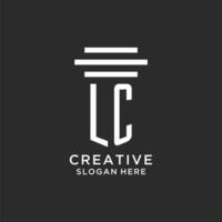 LC initials with simple pillar logo design, creative legal firm logo vector
