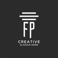 FP initials with simple pillar logo design, creative legal firm logo vector