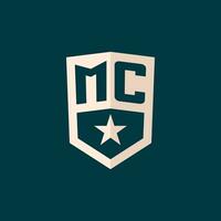 Initial MC logo star shield symbol with simple design vector