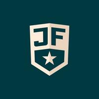 Initial JF logo star shield symbol with simple design vector