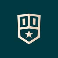 Initial DO logo star shield symbol with simple design vector