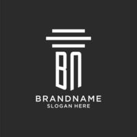 BN initials with simple pillar logo design, creative legal firm logo vector