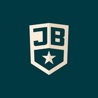 inicial jb logo estrella proteger símbolo con sencillo diseño vector