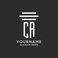 CR initials with simple pillar logo design, creative legal firm logo vector