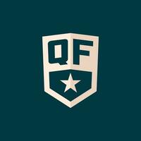 Initial QF logo star shield symbol with simple design vector