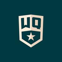 Initial WQ logo star shield symbol with simple design vector