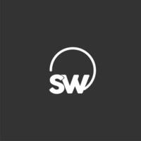 SW initial logo with rounded circle vector