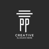 PP initials with simple pillar logo design, creative legal firm logo vector