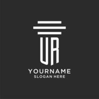 UR initials with simple pillar logo design, creative legal firm logo vector
