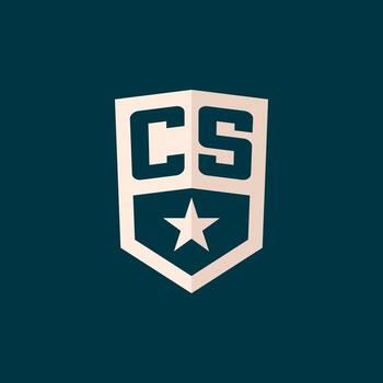 Initial CS logo star shield symbol with simple design vector