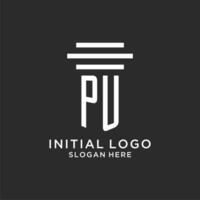 pu iniciales con sencillo pilar logo diseño, creativo legal firma logo vector