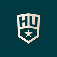 Initial HU logo star shield symbol with simple design vector