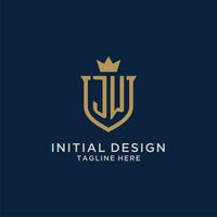 JW initial shield crown logo vector