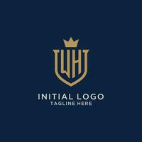 WH initial shield crown logo vector