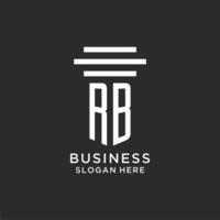 rb iniciales con sencillo pilar logo diseño, creativo legal firma logo vector