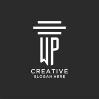 WP initials with simple pillar logo design, creative legal firm logo vector