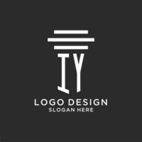 IY initials with simple pillar logo design, creative legal firm logo vector