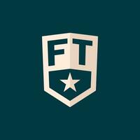 Initial FT logo star shield symbol with simple design vector