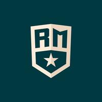 Initial RM logo star shield symbol with simple design vector