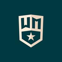 Initial WM logo star shield symbol with simple design vector