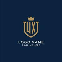 WX initial shield crown logo vector