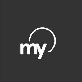 mi inicial logo con redondeado circulo vector