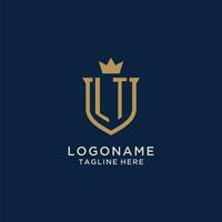 LT initial shield crown logo vector