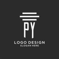 PY initials with simple pillar logo design, creative legal firm logo vector