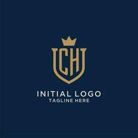 CH initial shield crown logo vector