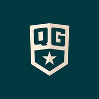 Initial QG logo star shield symbol with simple design vector