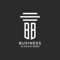 BB initials with simple pillar logo design, creative legal firm logo vector