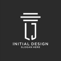 LJ initials with simple pillar logo design, creative legal firm logo vector