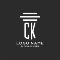 CK initials with simple pillar logo design, creative legal firm logo vector